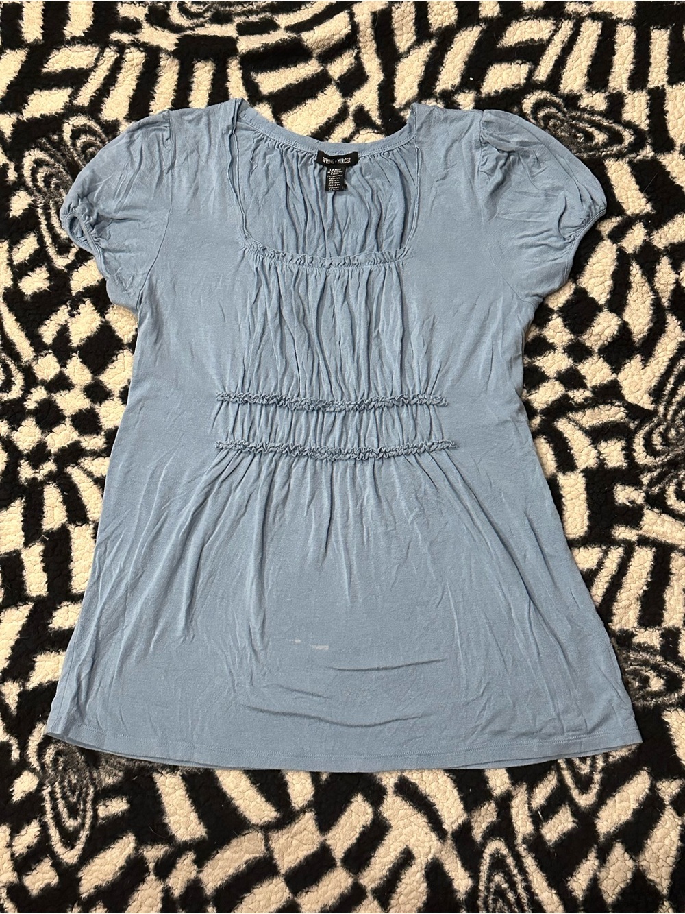 Spring + Mercer Light Blue Ruched Women's Top